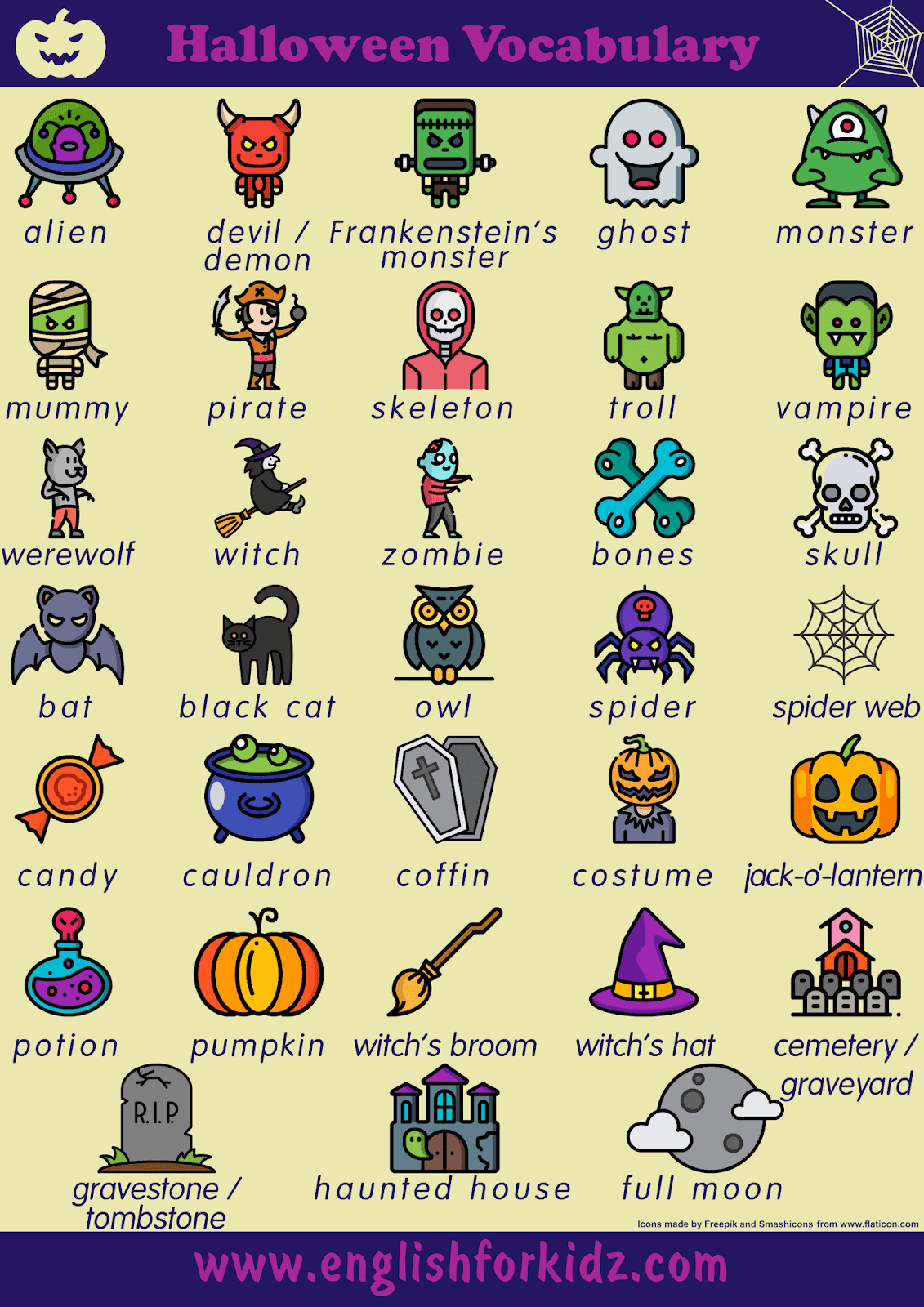 Printable Halloween Worksheets, Flashcards And Games