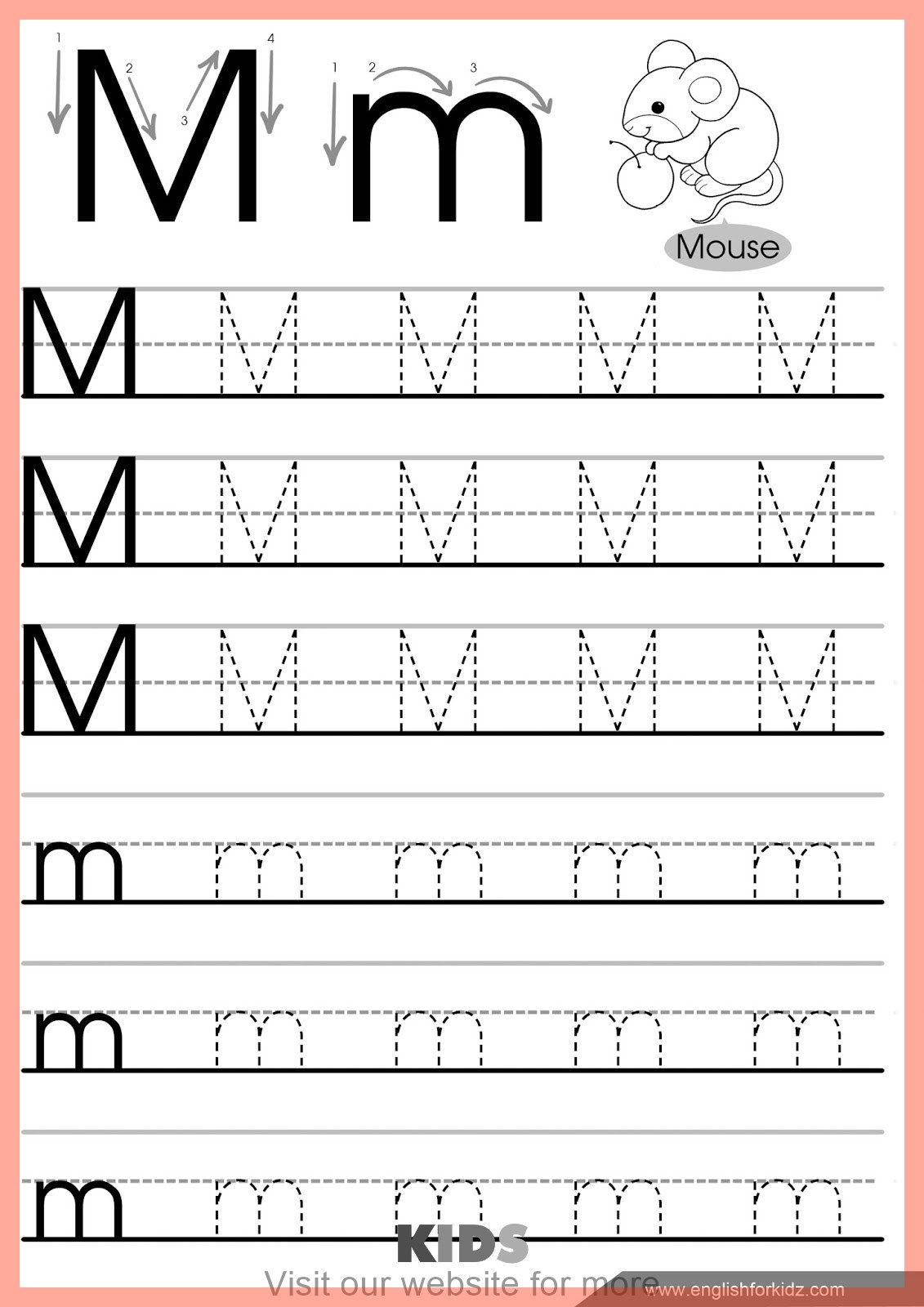 Printable Kids Chore Chart In 2020 | Letter M Worksheets with M Letter Tracing