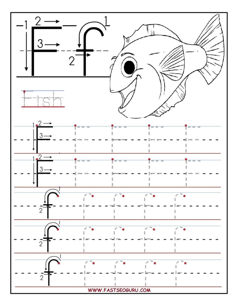 Printable Letter F Tracing Worksheets For Preschool With Regard To Letter F Worksheets Printable