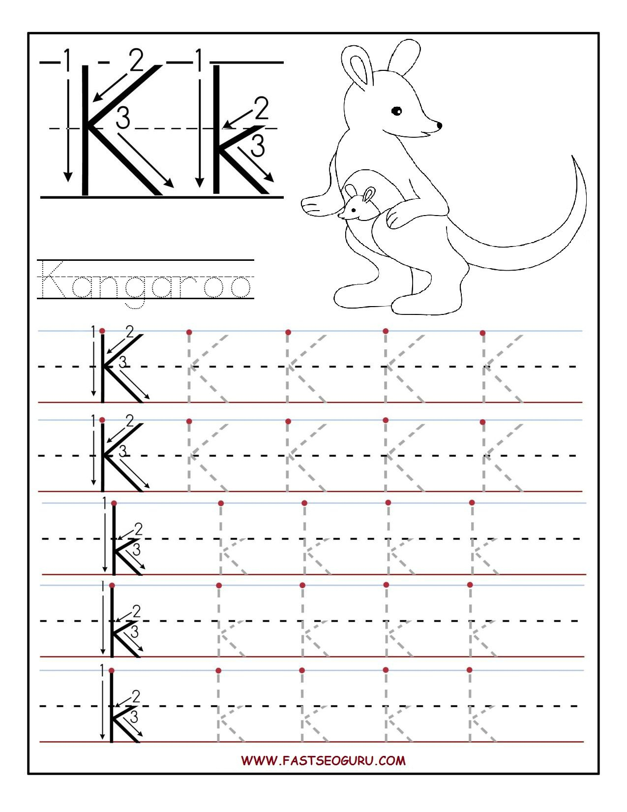 Printable Letter K Tracing Worksheets For Preschool for Letter K Tracing Worksheets Preschool