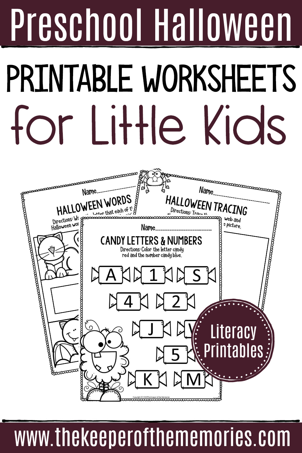 Printable Literacy Halloween Preschool Worksheets