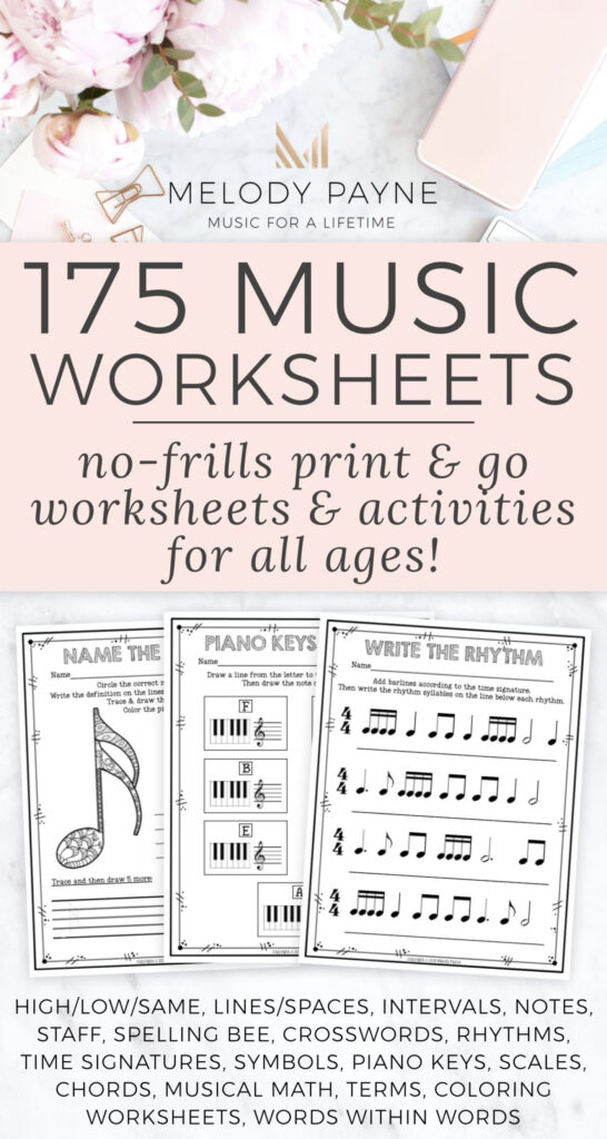 Printable No Frills Music Worksheets For Elementary On Best