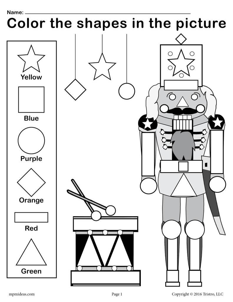 Printable Nutcracker Shapes Worksheet &amp;amp; Coloring Page