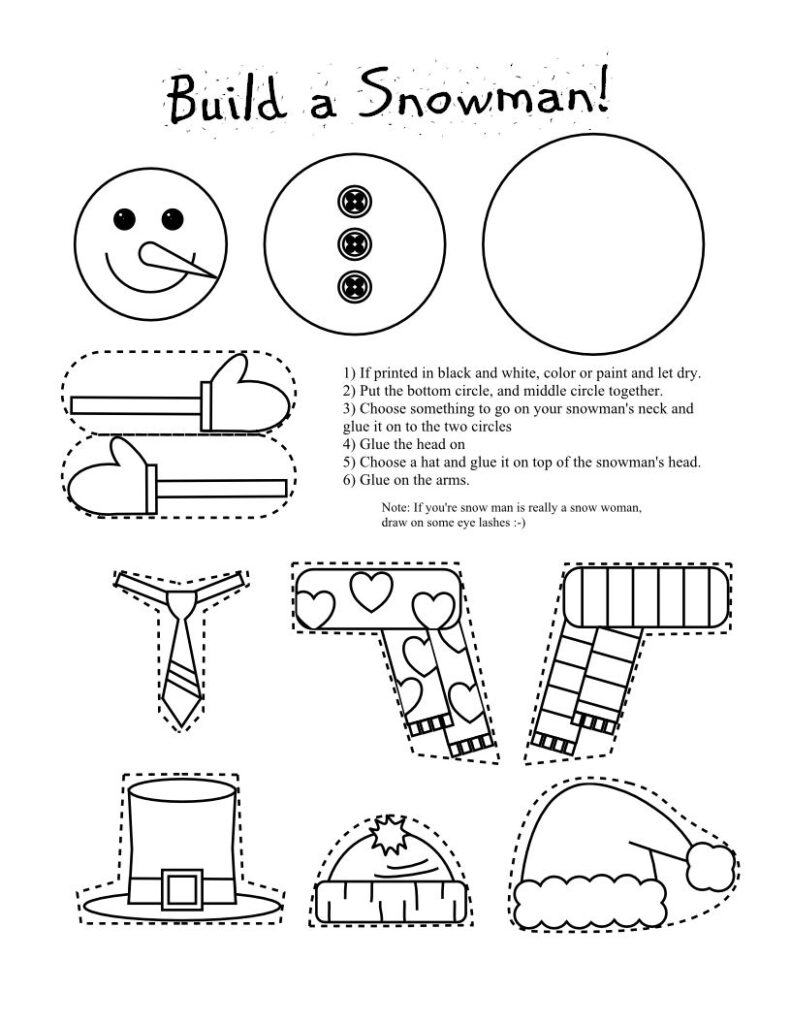 Printable Snowman Coloring Page Craft | Snowman Coloring