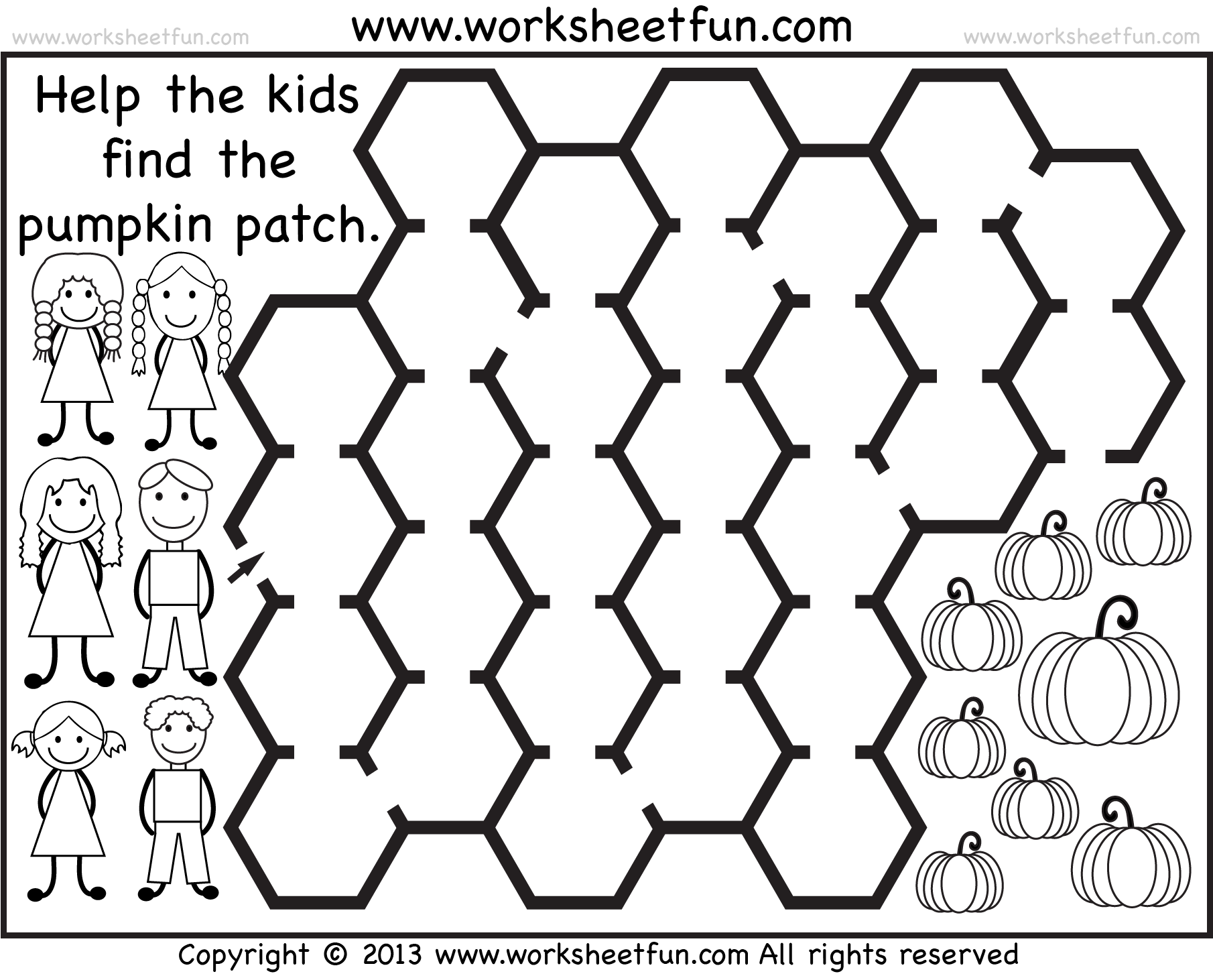Pumpkin Patch Maze – 2 Worksheets / Free Printable
