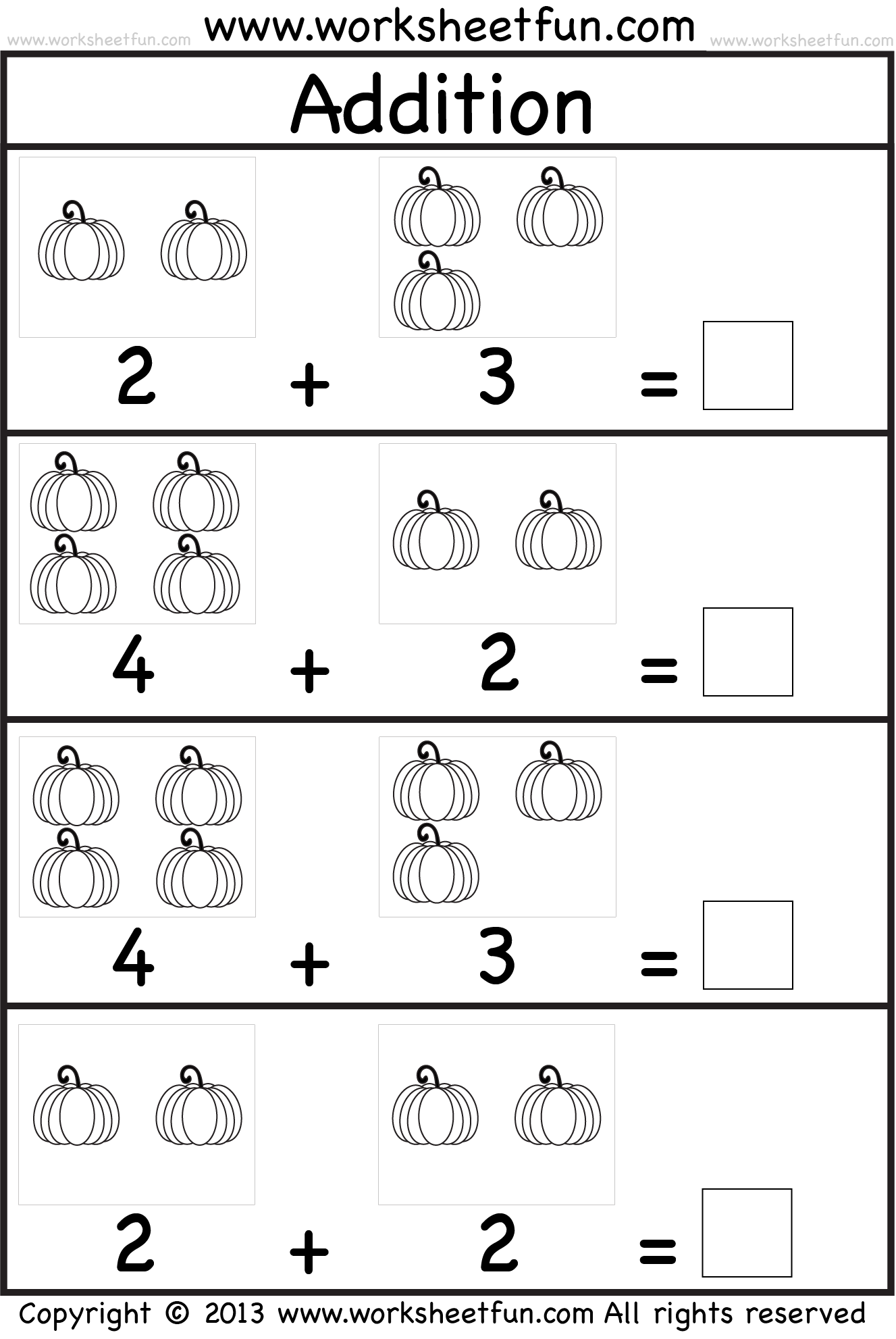 Pumpkin Picture Addition – Kindergarten Addition Worksheet
