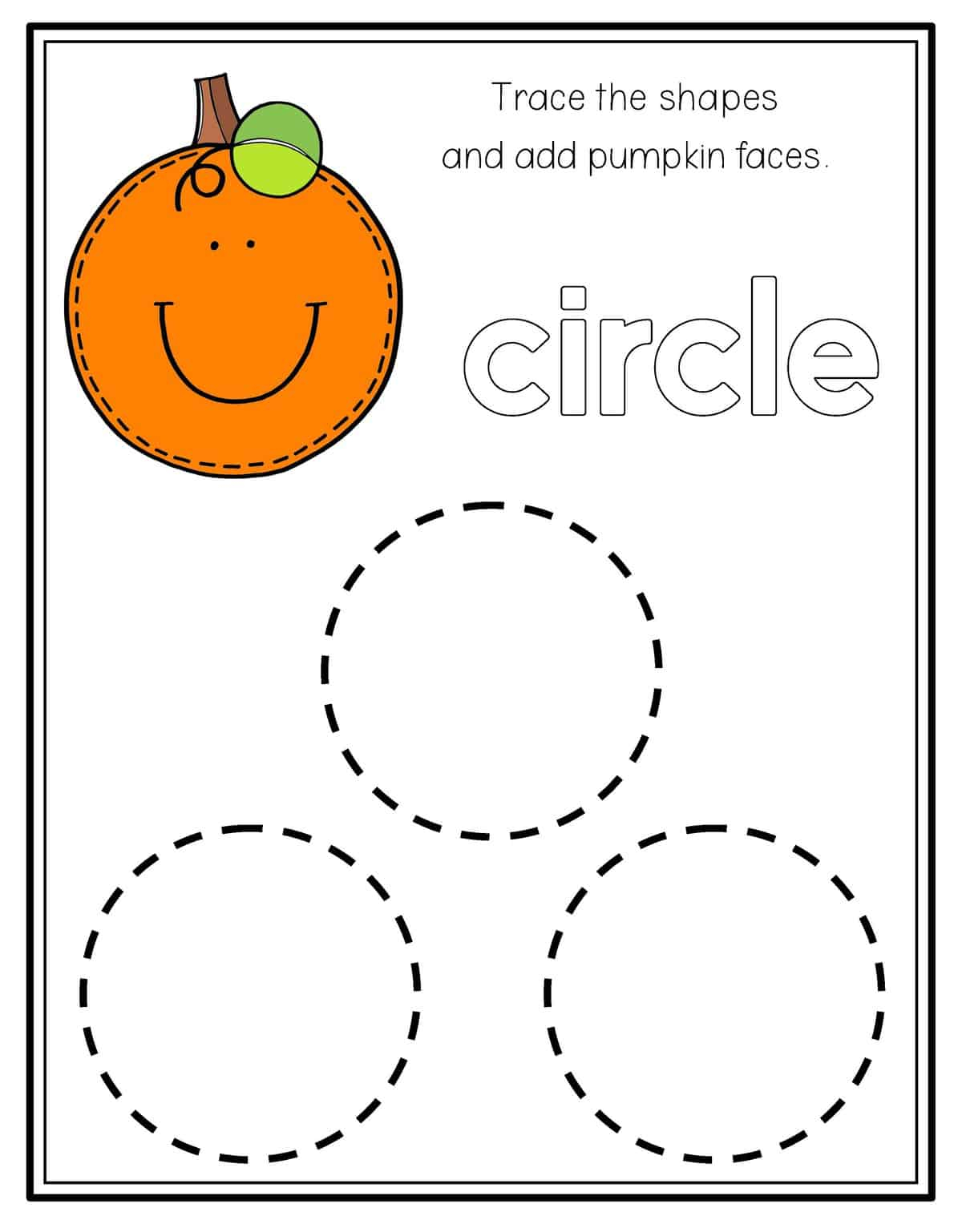 Pumpkin Shape Tracing - Preschool Mom