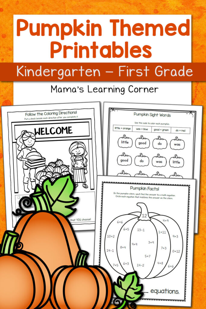 Pumpkin Worksheets For Kindergarten And First Grade   Mamas