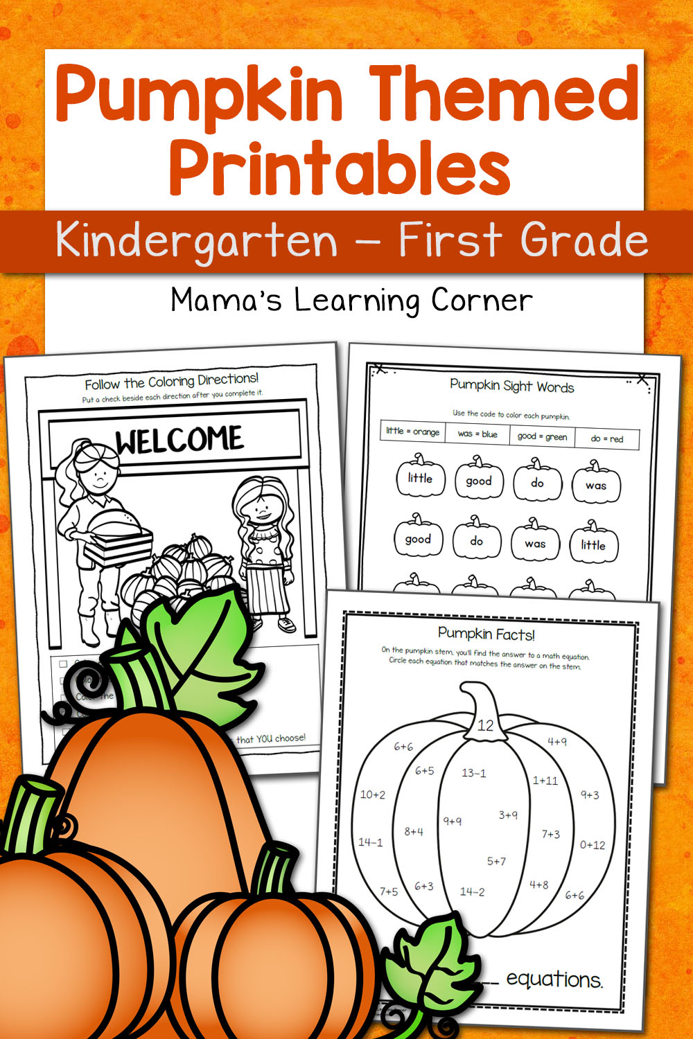 Pumpkin Worksheets For Kindergarten And First Grade - Mamas