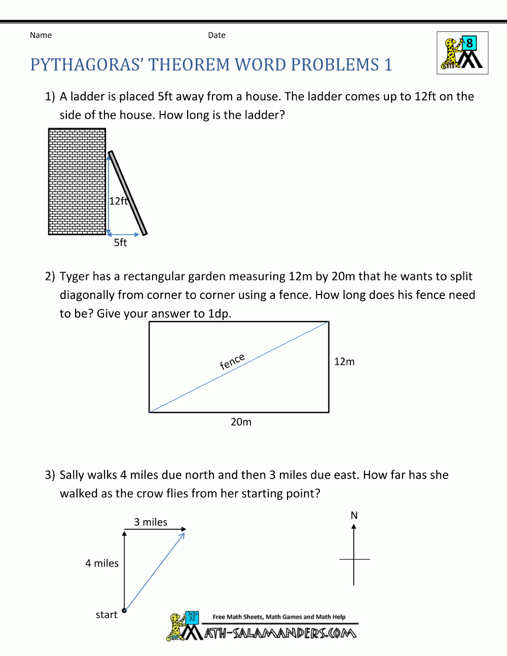 Pythagoras Theorem Questions