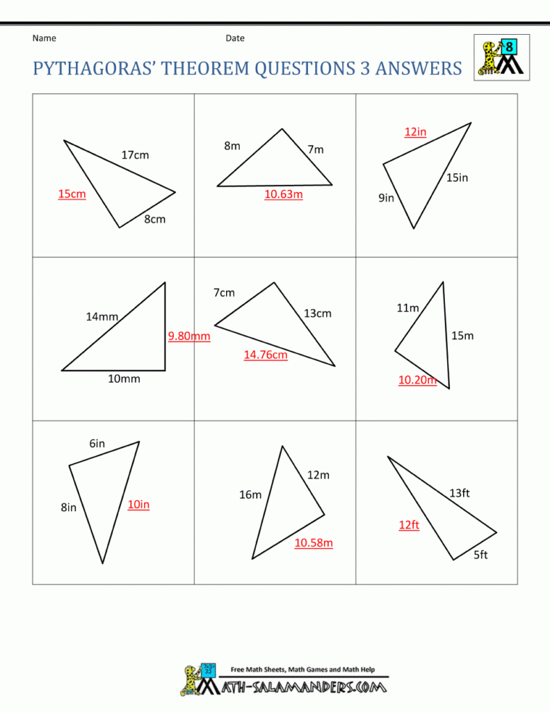 Pythagoras Theorem Questions