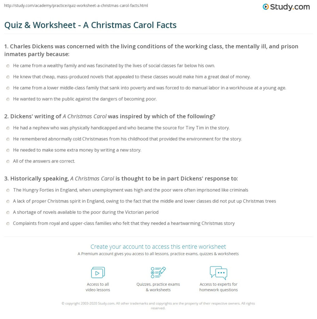 Quiz & Worksheet   A Christmas Carol Facts | Study