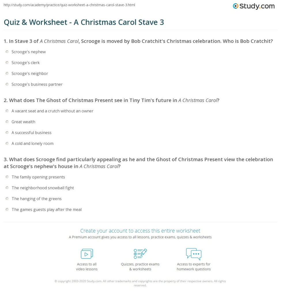 Quiz & Worksheet   A Christmas Carol Stave 3 | Study