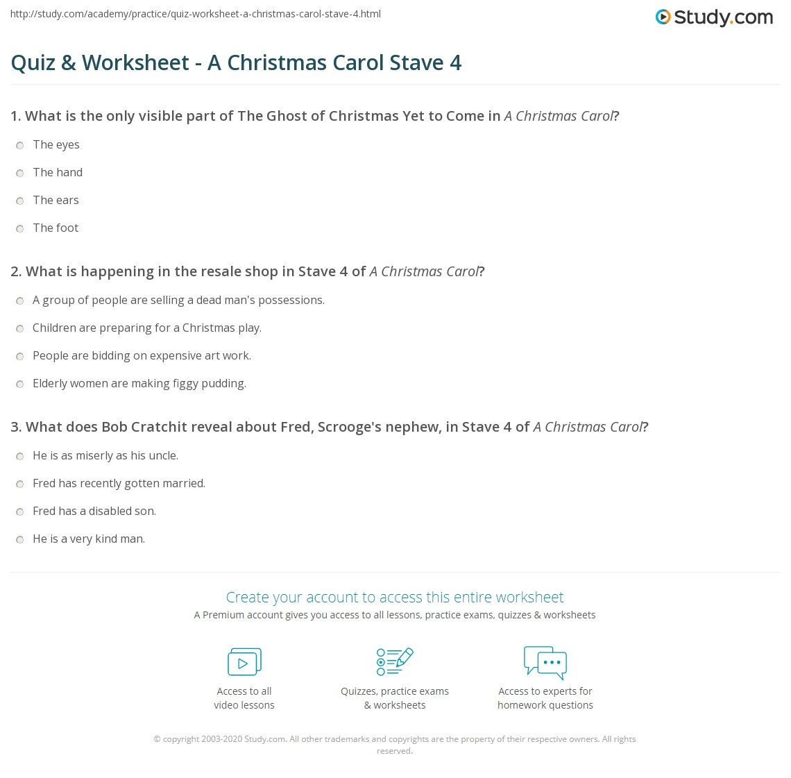 Quiz &amp;amp; Worksheet - A Christmas Carol Stave 4 | Study