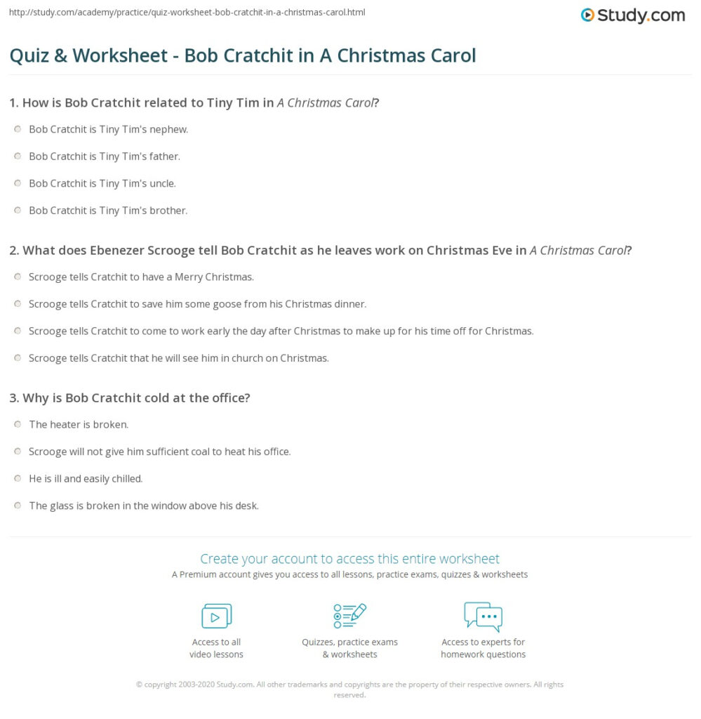 Quiz & Worksheet   Bob Cratchit In A Christmas Carol | Study