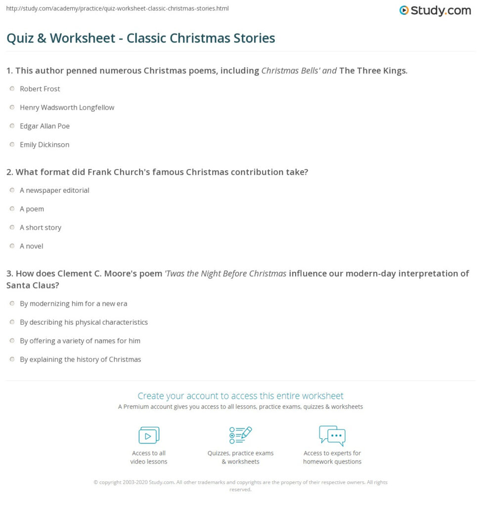 Quiz & Worksheet   Classic Christmas Stories | Study