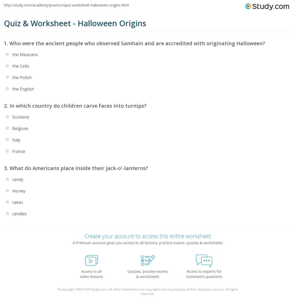 Quiz & Worksheet   Halloween Origins | Study