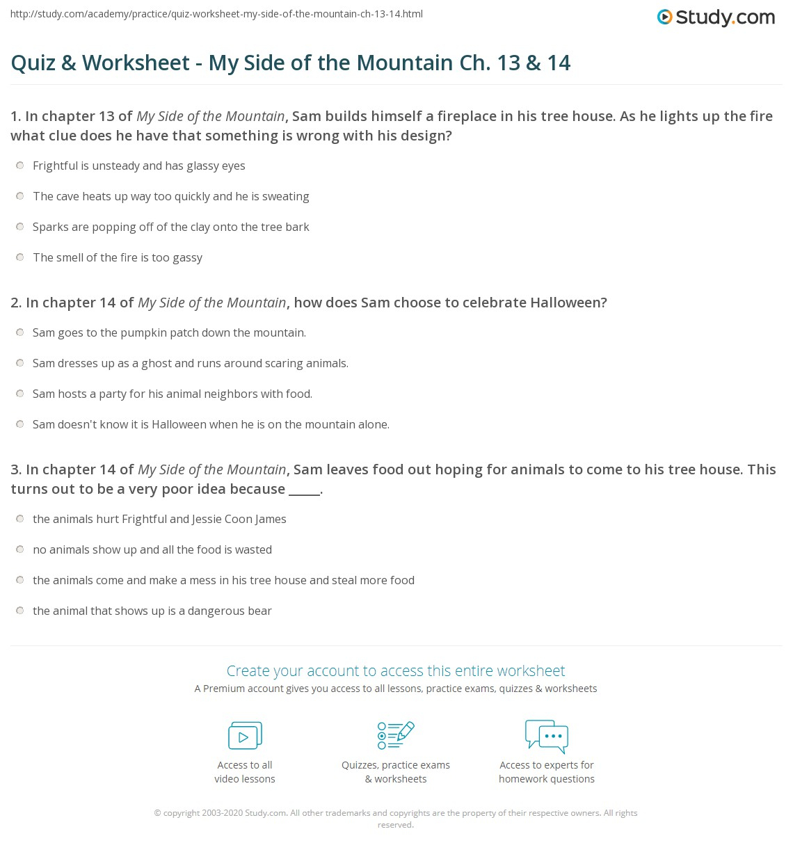 Quiz &amp;amp; Worksheet - My Side Of The Mountain Ch. 13 &amp;amp; 14