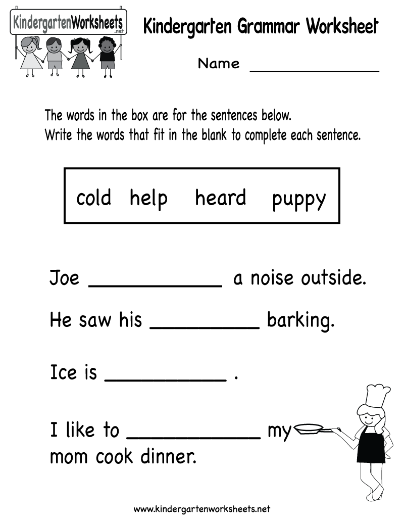 Reading Worksheets Freentable Grammar Kindergarten_187570