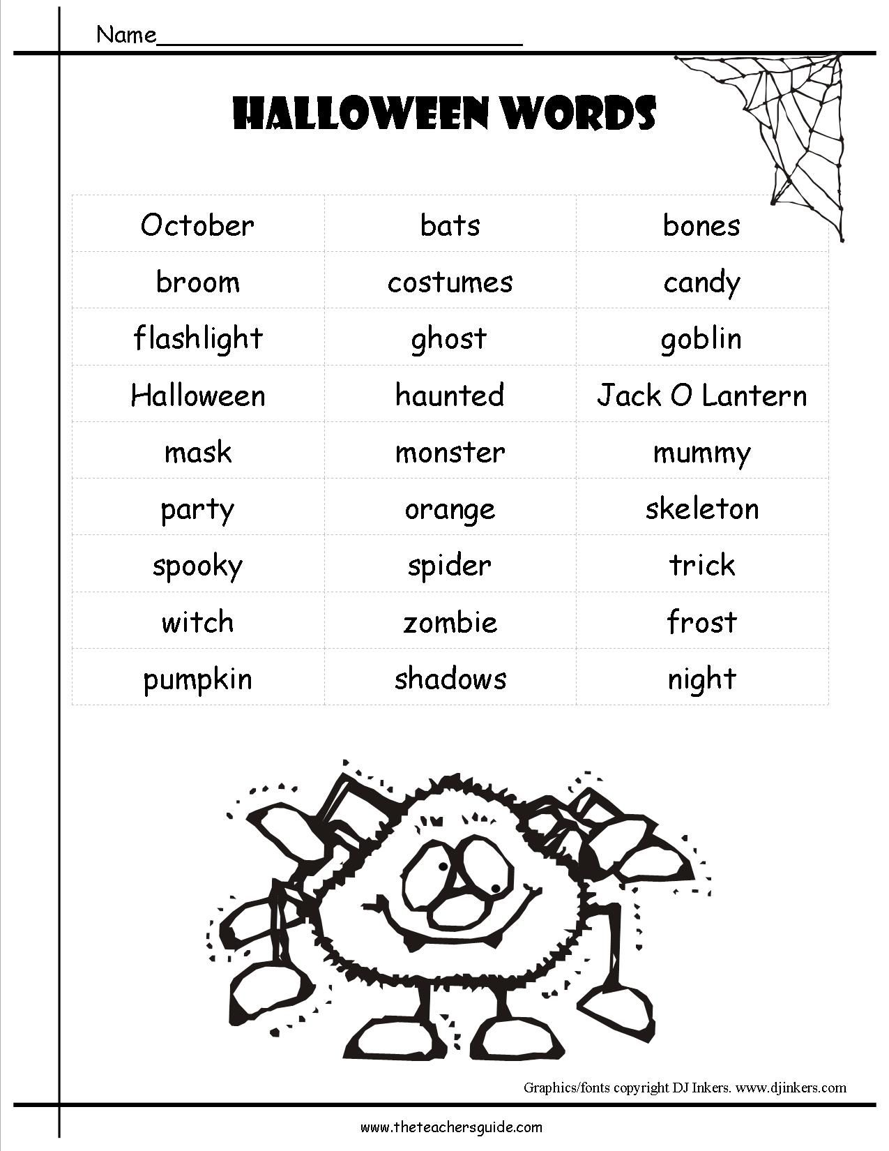 Reading Worksheets: Worksheets Halloween Printouts From The