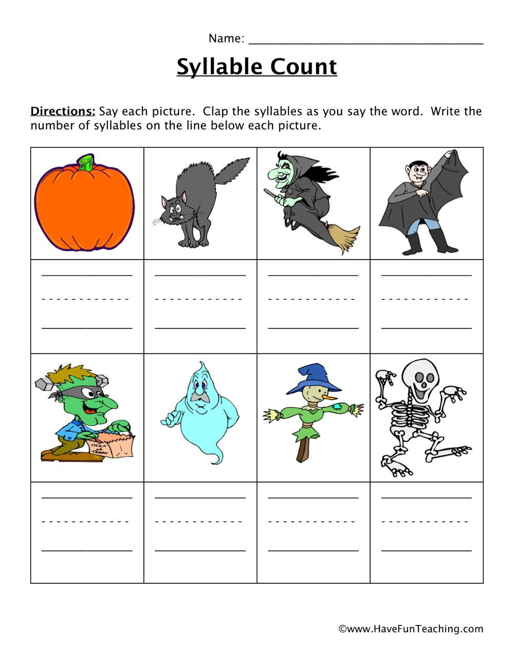 Resources | English | Worksheets | Syllable Worksheet