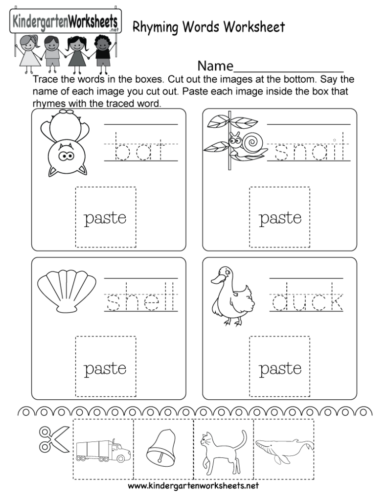 Rhyming Words Worksheet   Free Kindergarten English