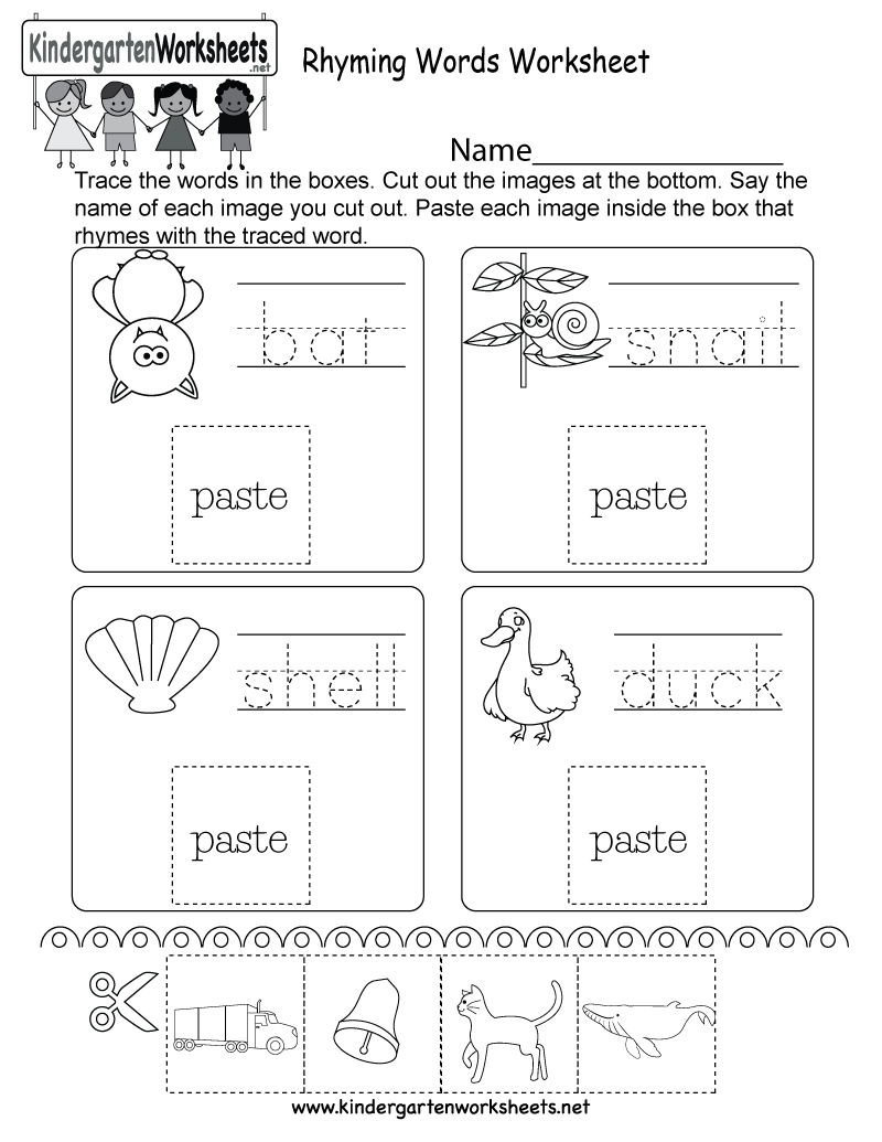 Rhyming Words Worksheet - Free Kindergarten English