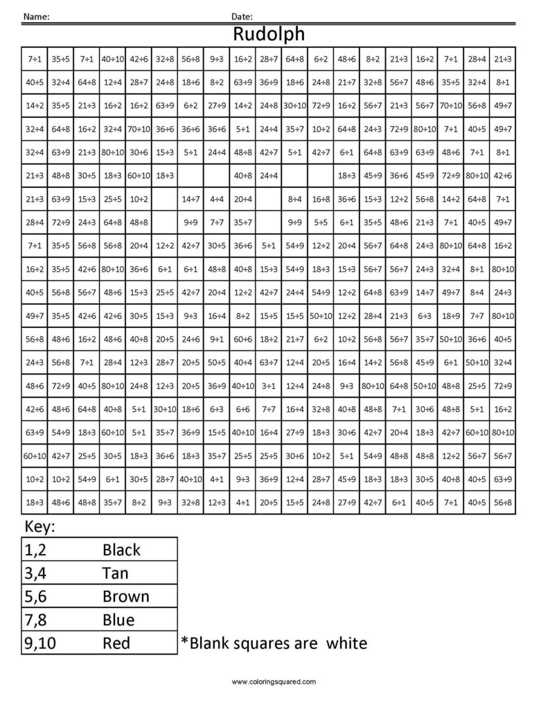 Rudolph  Holiday Division   Coloring Squared | Math