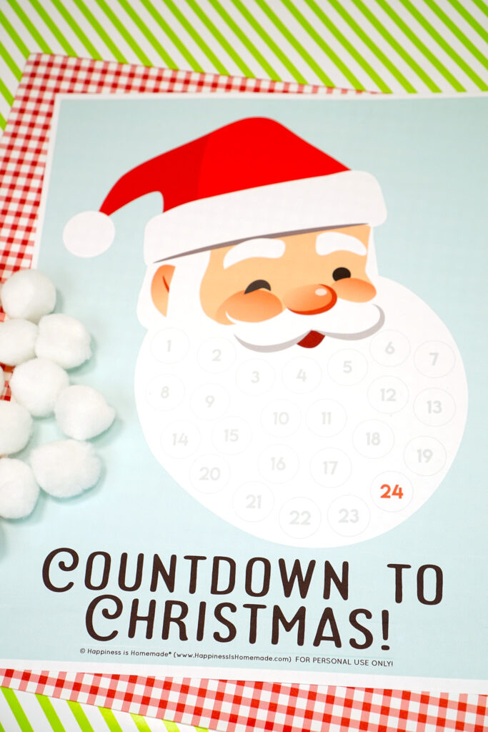 Santa Christmas Countdown Printable   Happiness Is Homemade