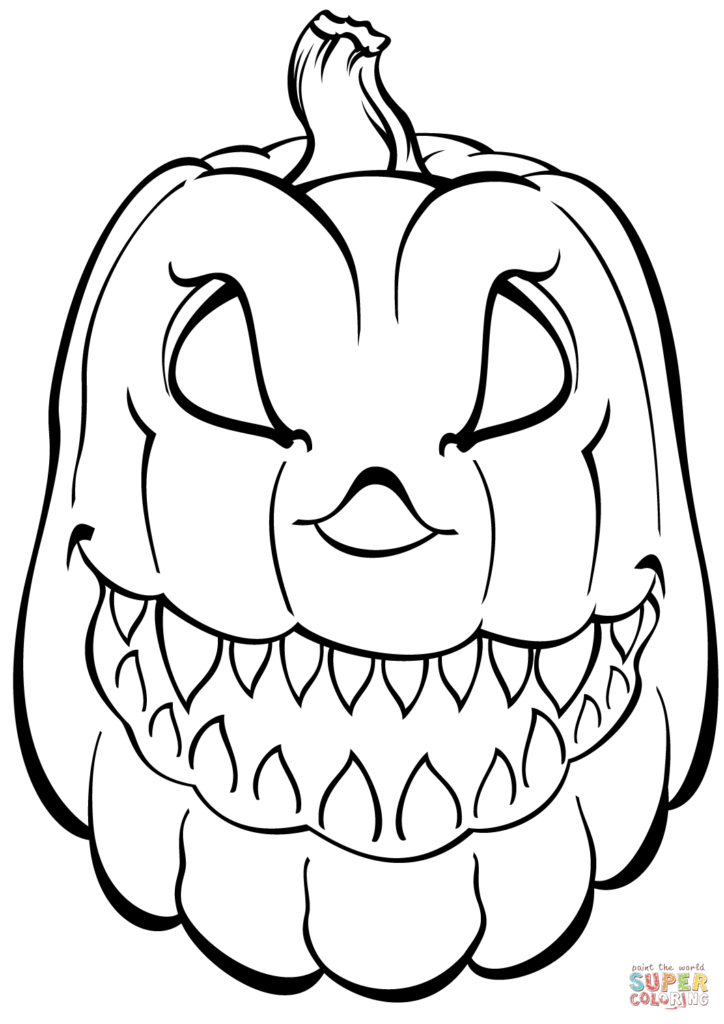 Scary Pumpkin Coloring Page | Free Printable Coloring Pages