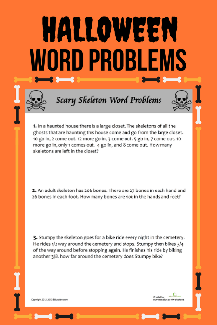 Scary Skeleton Word Problems | Worksheet | Education