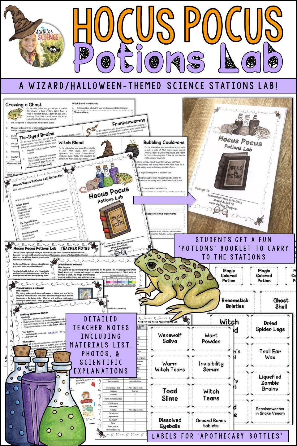 Science Wizard Potions Chemistry Stations Lab Halloween Fun