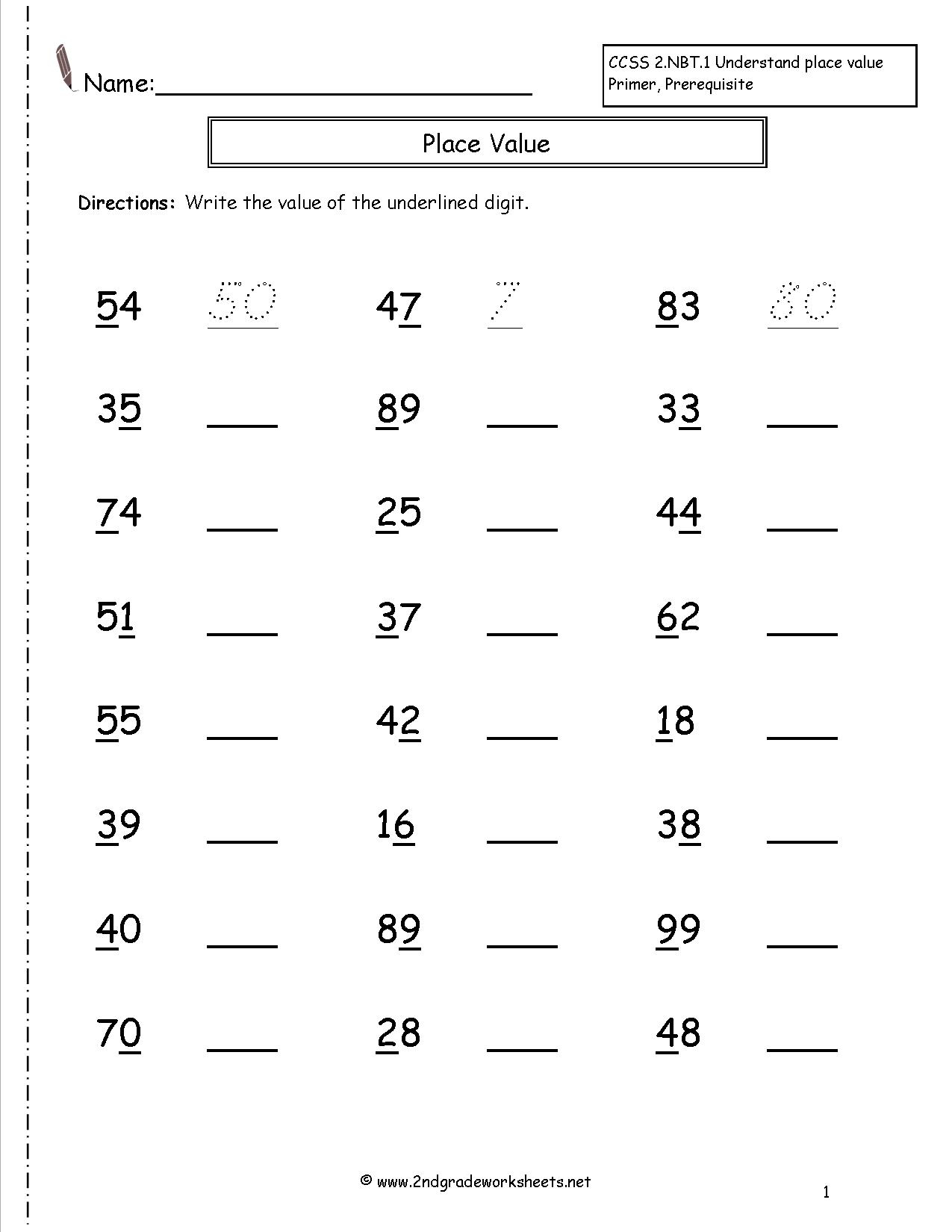 Second Grade Place Value Worksheets 2Nd Placevalue2 7Th