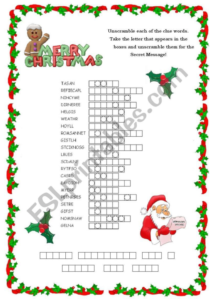 Secret Message Form Santa   Esl Worksheetpat Trixa