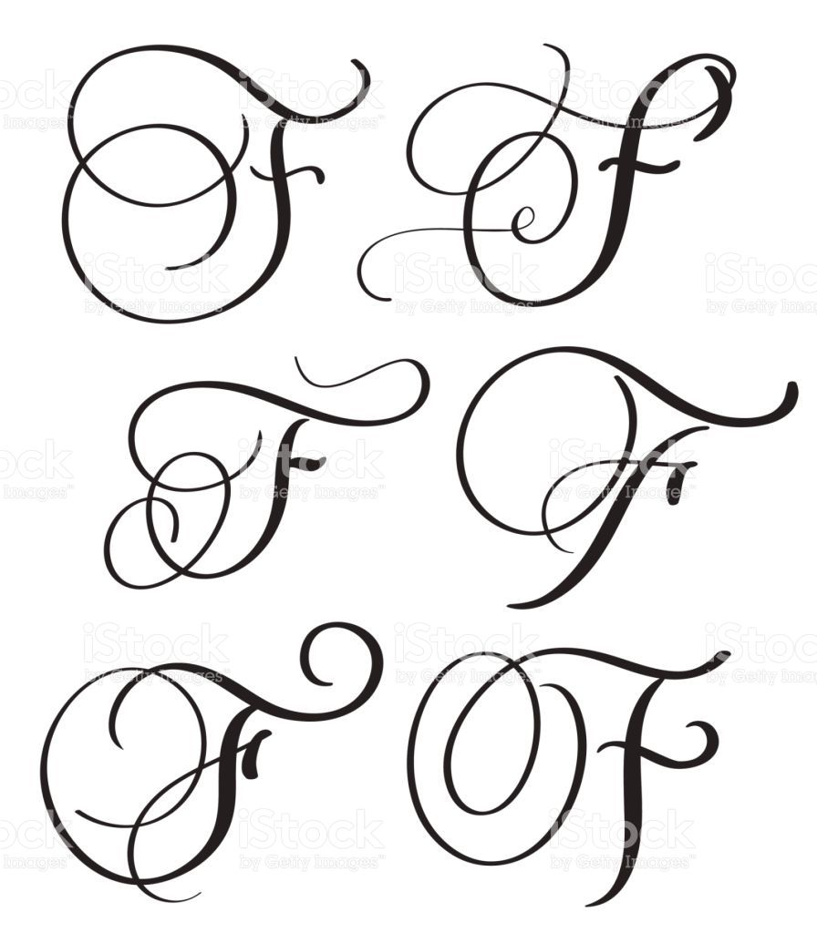 Cursive alphabet f with flourish.