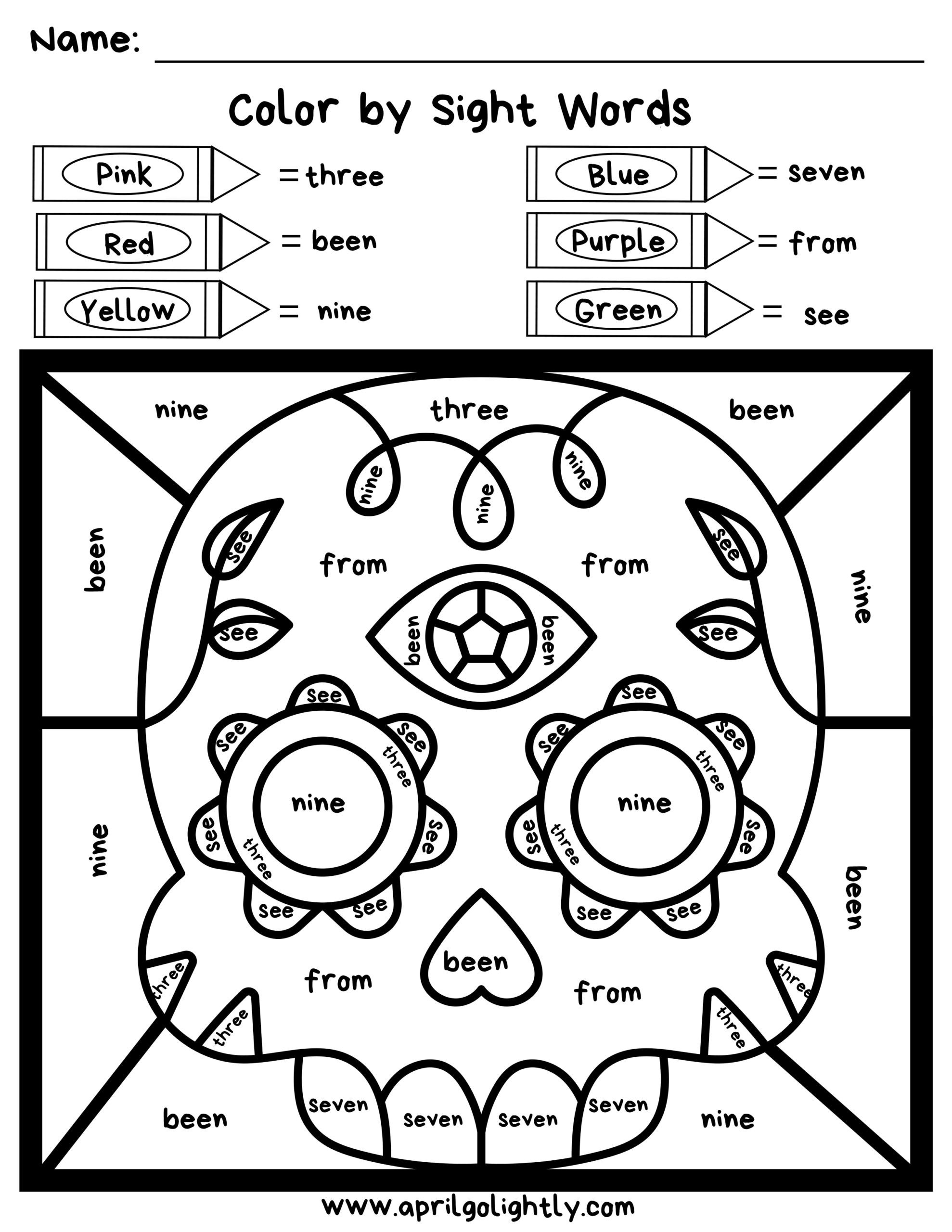 Sight Word Coloring Pages Pdf Download Free Format Online