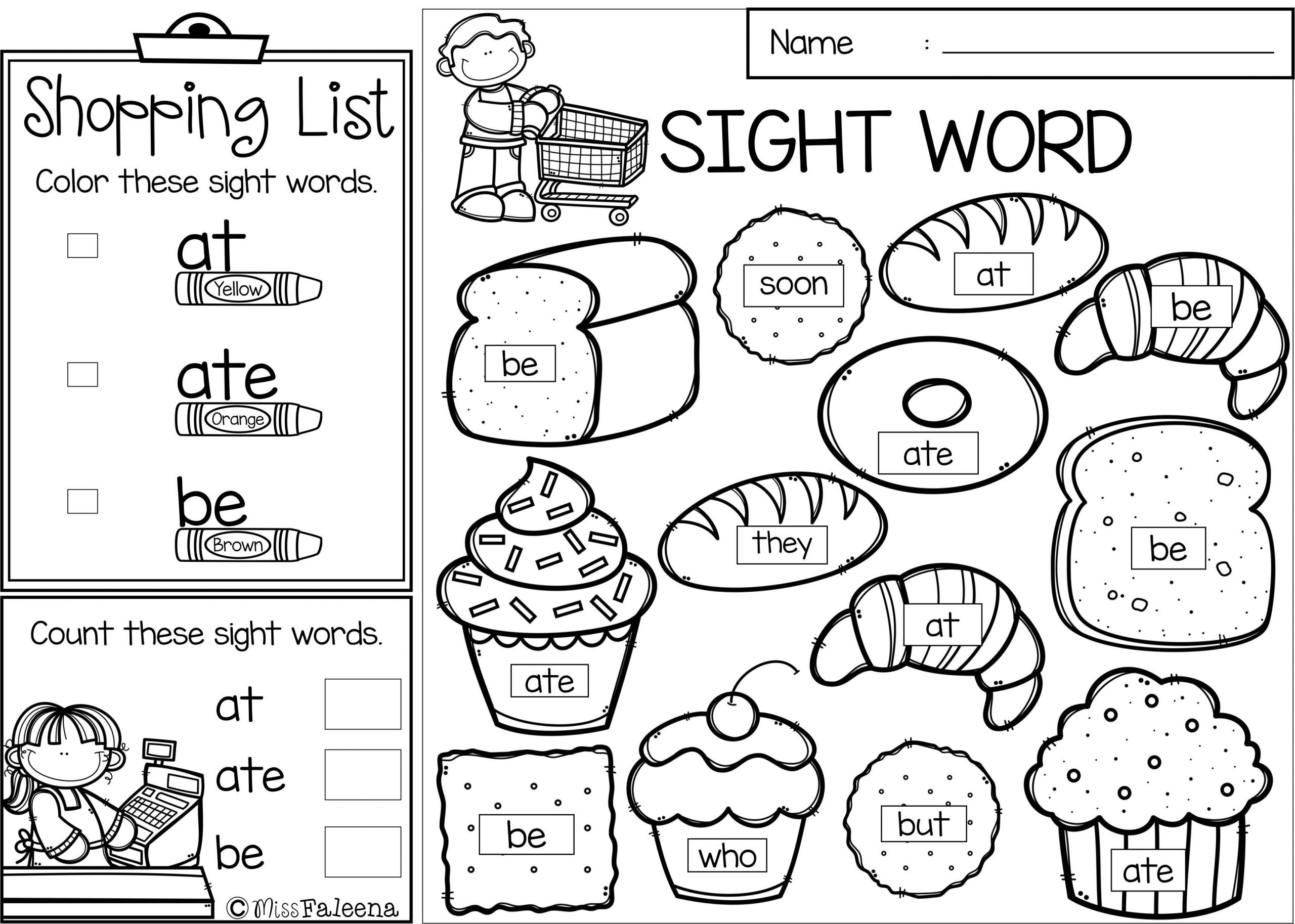 Sight Word Shop Primer Coloring Words Math Astonishing Pages