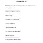 Simile Or Metaphor Quiz Worksheet | Similes And Metaphors
