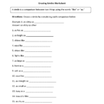Similes Worksheets | Creating Simile Worksheet | Simile