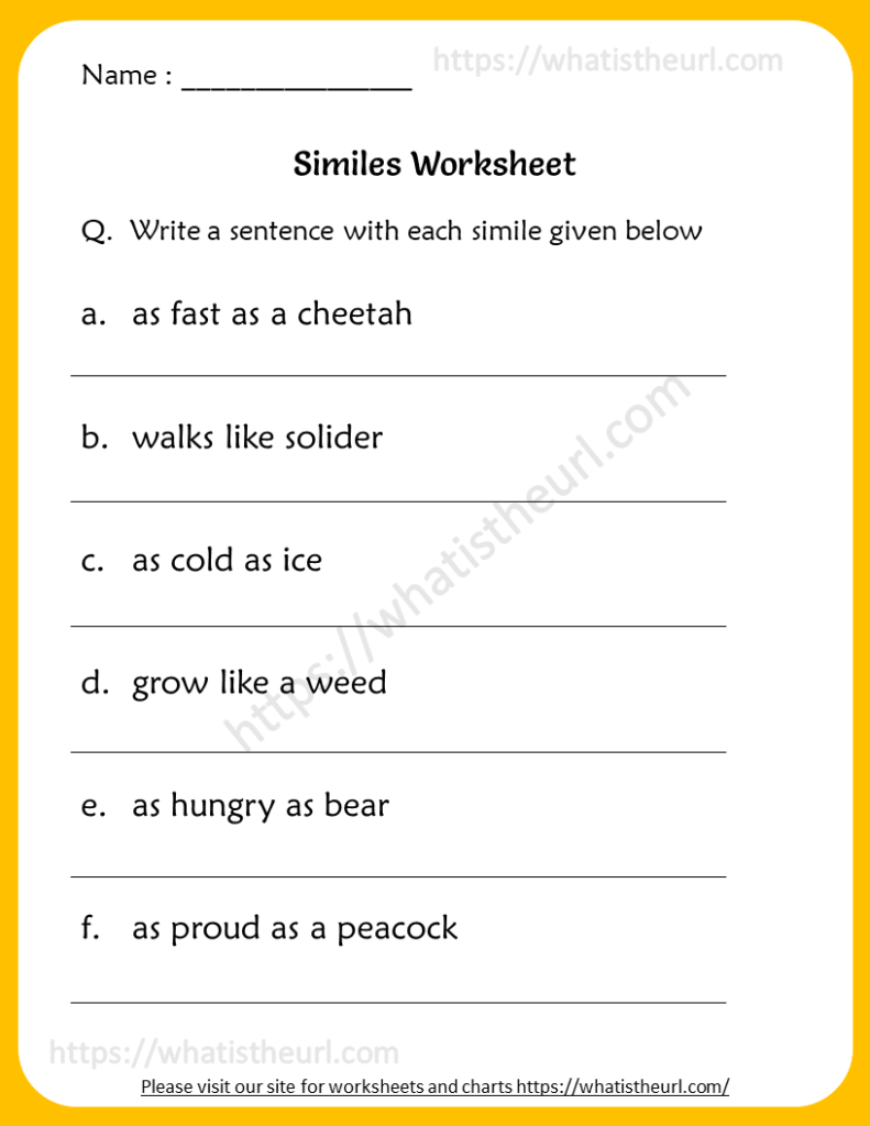 Similes Worksheets For Grade 6   Your Home Teacher