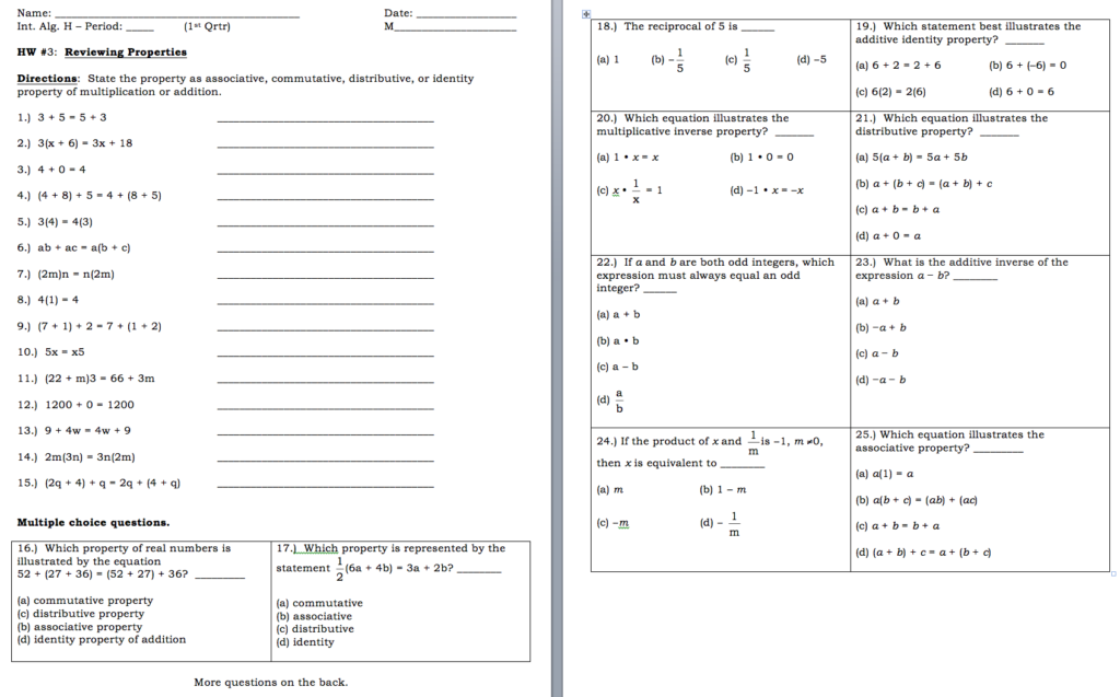 Simplifying Expressions With Distributive Property Worksheet