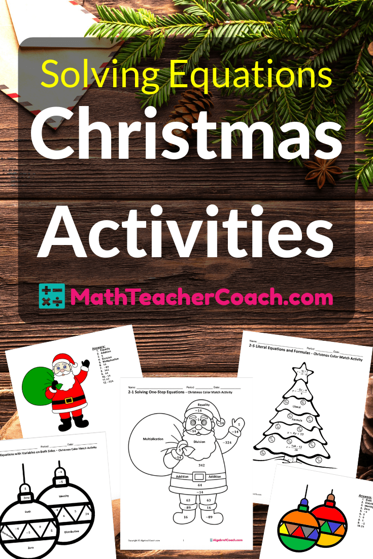 Solving Equations Christmas Coloring Worksheets ⋆ Algebra 1