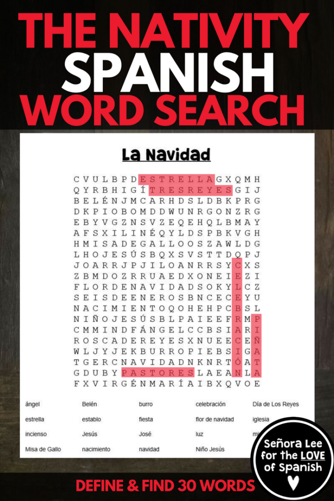 Spanish Christmas Activity   Spanish Word Search   La