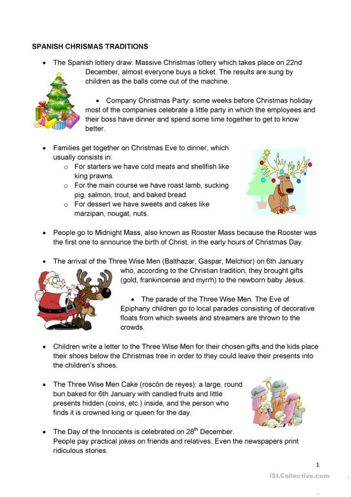 Spanish Christmas Traditions   English Esl Worksheets For