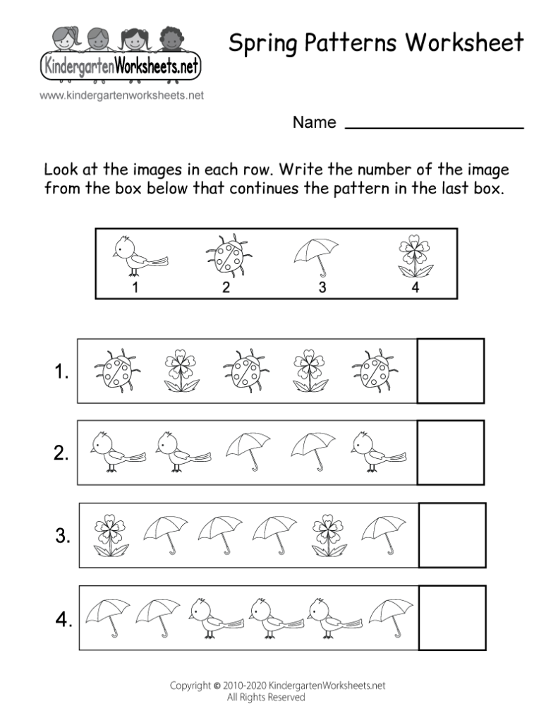 Spring Patterns Worksheet For Kindergarten
