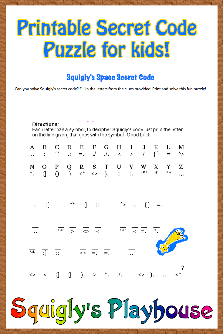 Squigly's Space Secret Code | Word Puzzles For Kids with Alphabet Code Worksheets Free