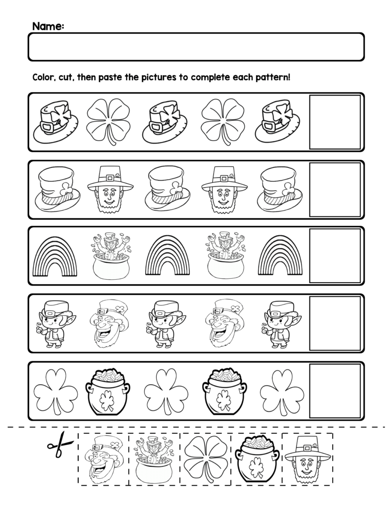 St. Patrick's Day Ab Pattern Worksheets | 5 Pages | Ab