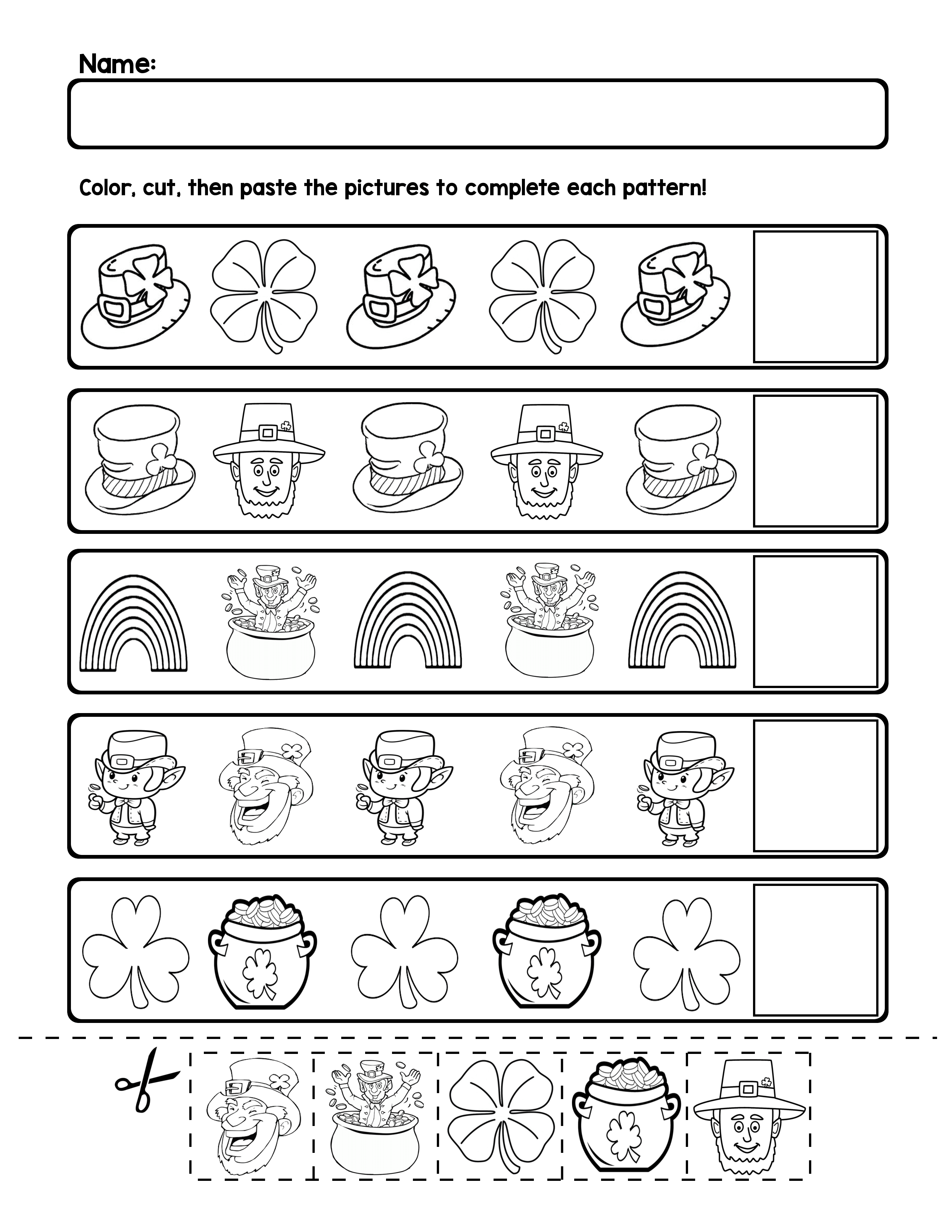 St. Patrick&amp;#039;s Day Ab Pattern Worksheets | 5 Pages | Ab