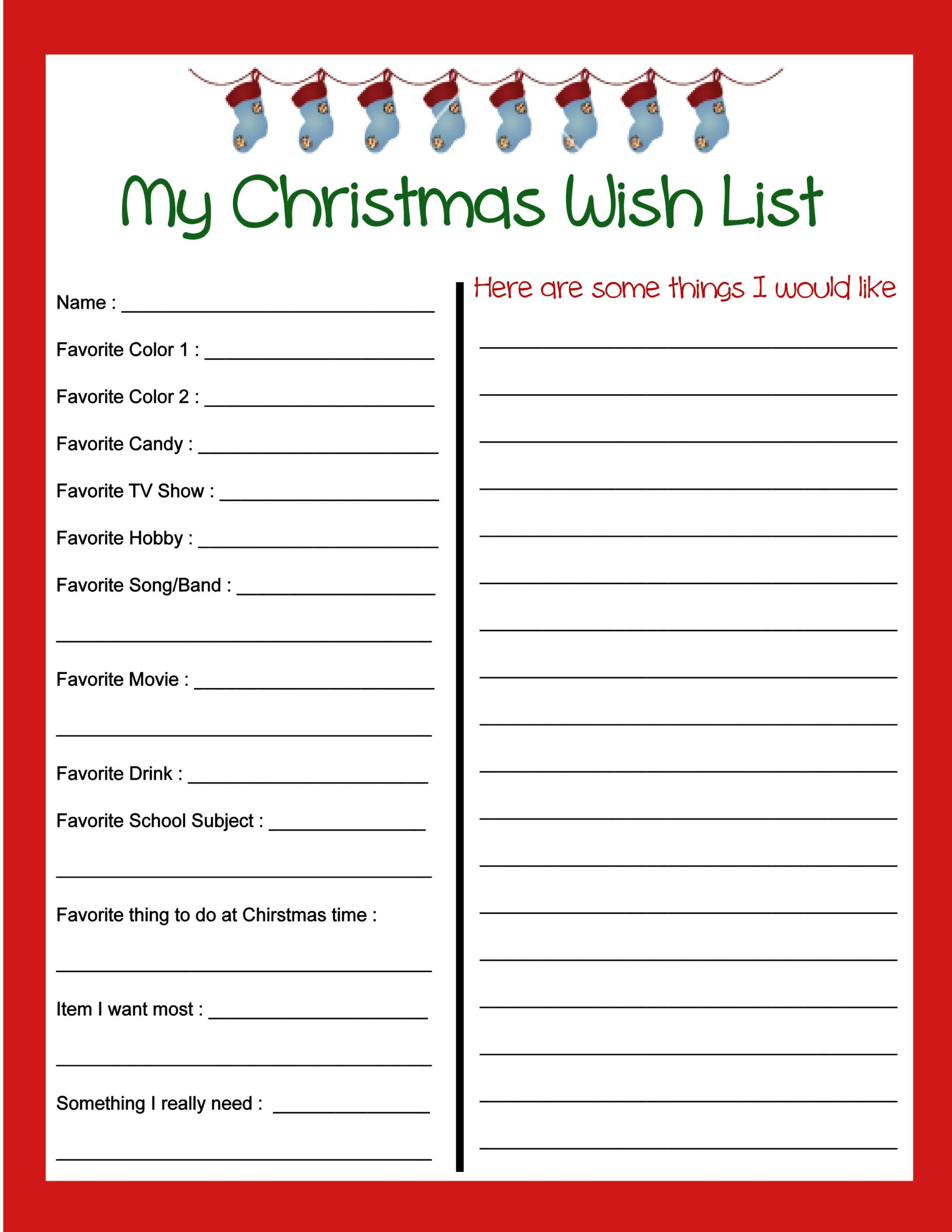 Stout Stop: Christmas Wish List And Kids Letter To Santa