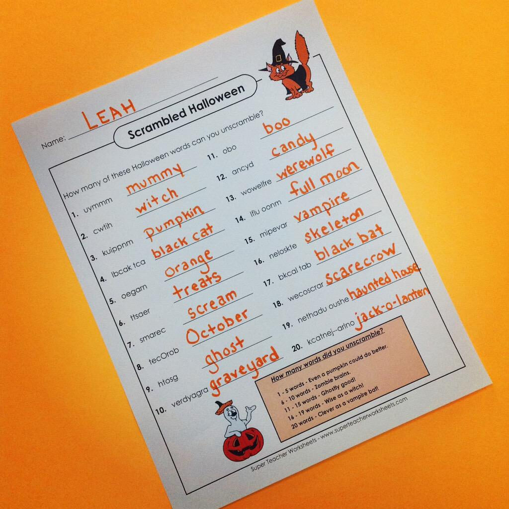 Superteacherworksheets On Twitter: "scrambled Halloween Fun